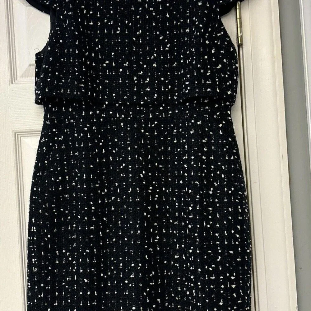J. Crew Black Tweed-Look Knit Dress with White Flecks